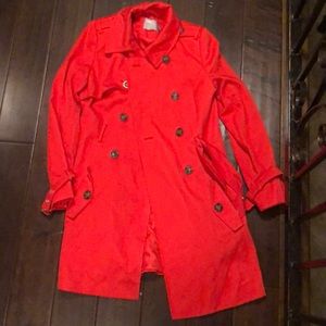 Women’s double breasted red trench coat